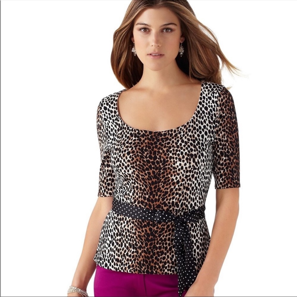 Leopard Print Peplum Top - Size XXS